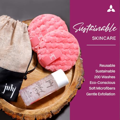 Image of July Micellar Cleansing Water 100ml With Makeup Remover Pad (Pink, Small) | No Rinse Makeup Remover Cleanser | Removes Daily Stubborn Makeup, Waterproof Makeup, SPF & Impurities | All Skin Types