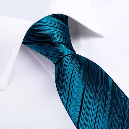 Image of DiBanGu Mens Solid Color Tie and Pocket Square Set Woven Silk Plain Necktie & Handkerchief for Men Wedding Party Formal