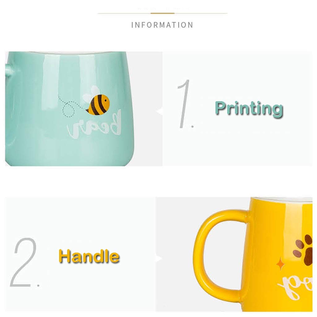 Tasse Schönes Tier bedrucktes Tassen-Set, Tassendeckel mit Handyständer, Keramik-Kaffee-/Milch-/Hafer-/Wassertassen (Grau)