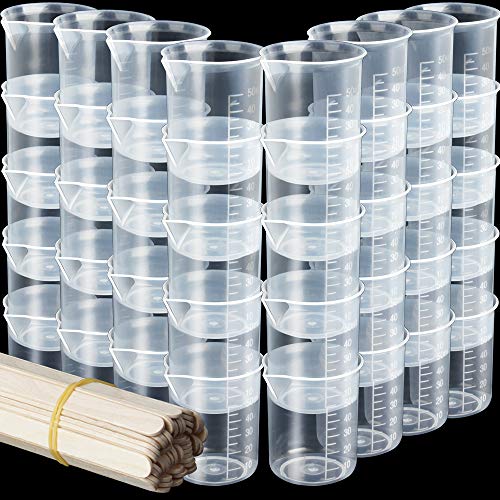 40 PCS 50ml/1.7oz Epoxy Mixing Cups, LEOBRO Plastic Graduated Cup Clear Multipurpose Measuring