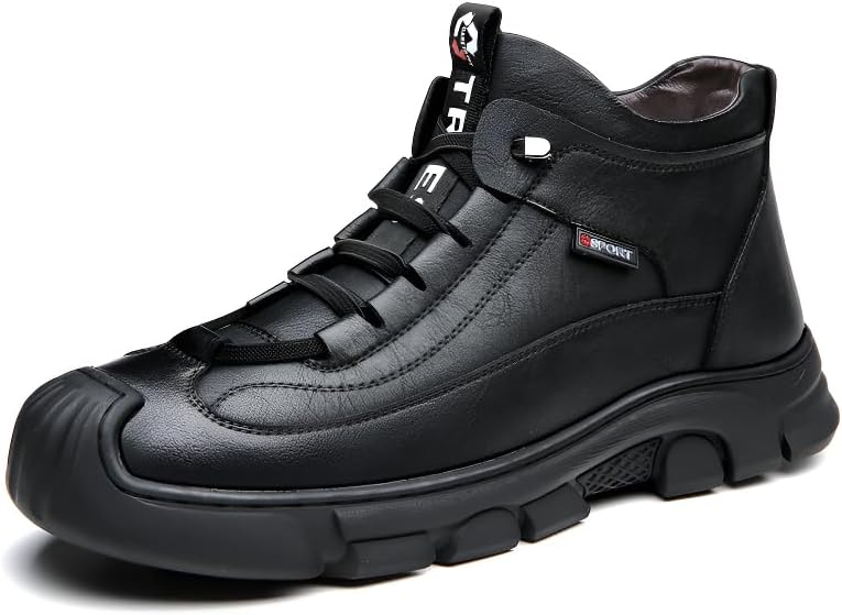 [lalarimi] 防仕様 メンズ ハイカットビジネスブーツ 装飾 サイドファスナー 履きやすい ショートシルエット