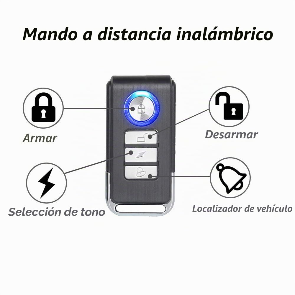 Mengshen 113dB Fuerte Alarma de Bicicleta Sensor de Movimiento Inalámbrico de Vibración Mando a Distancia Alarma de Seguridad para Bicicleta Ebike Scooter Coche (4 Sensores con 2 Mandos a Distancia)