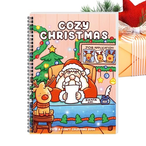 Libro da colorare di Natale - 21x29,5 cm Attività natalizia, progetto artistico festivo, strumento di apprendimento guidato | Intrattenimento stagionale con uso in classe, viaggi, feste in famiglia