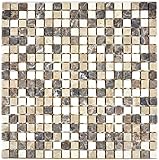 Carrelage mosaïque marbre pierre naturelle beige marron Castanao Biancone MOS38-1213_f