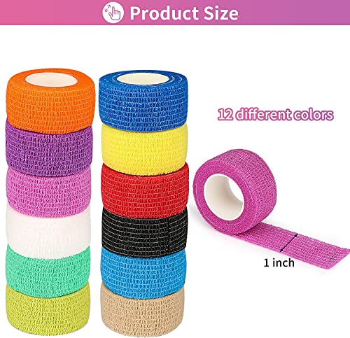 Lenicany 12Pack 1 Inch X 5 Yards Self Adhesive Bandage Wrap thumb #5