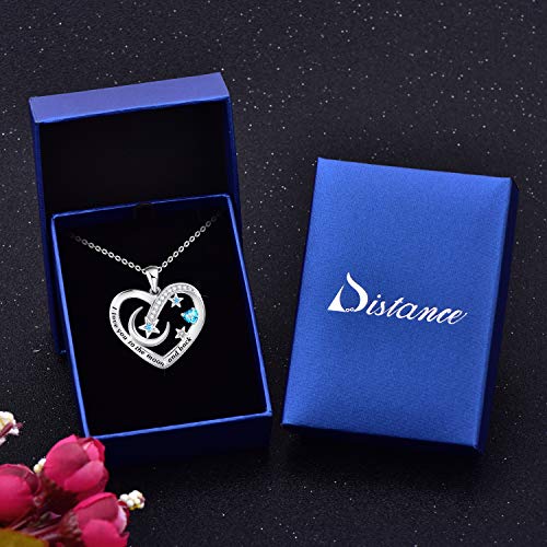 Distance I Love You To The Moon And Back Necklace 925 Sterling Silver Heart Pendant Necklace Jewelry Gifts For Women Mom Wife Girls #TOP5