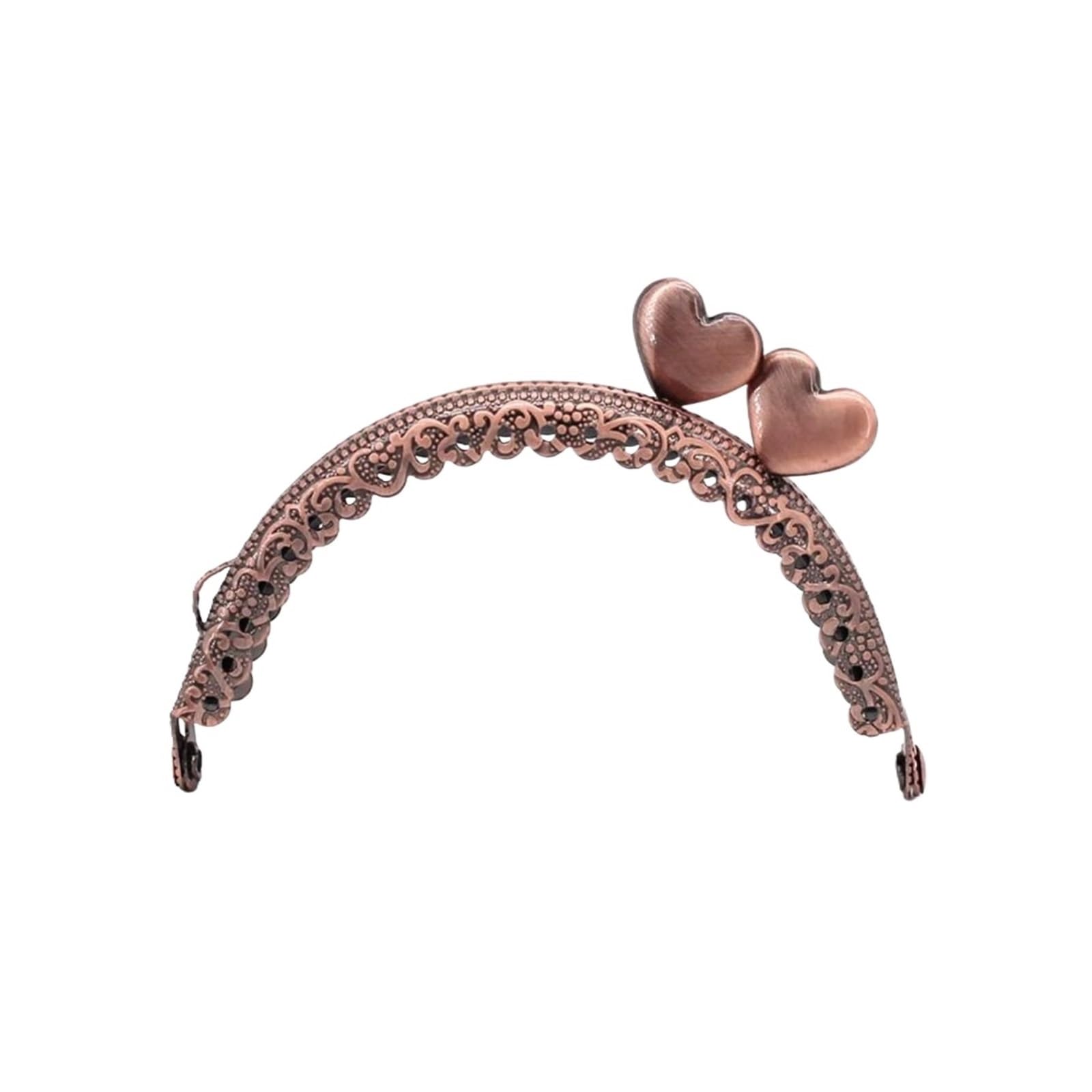 PVUVTNAHW 10PCS 8.5CM Heart Metal Purse Frame Semi-Circle Antique Bronze Silver Golden Black Coin Bag Frames(Red copper)