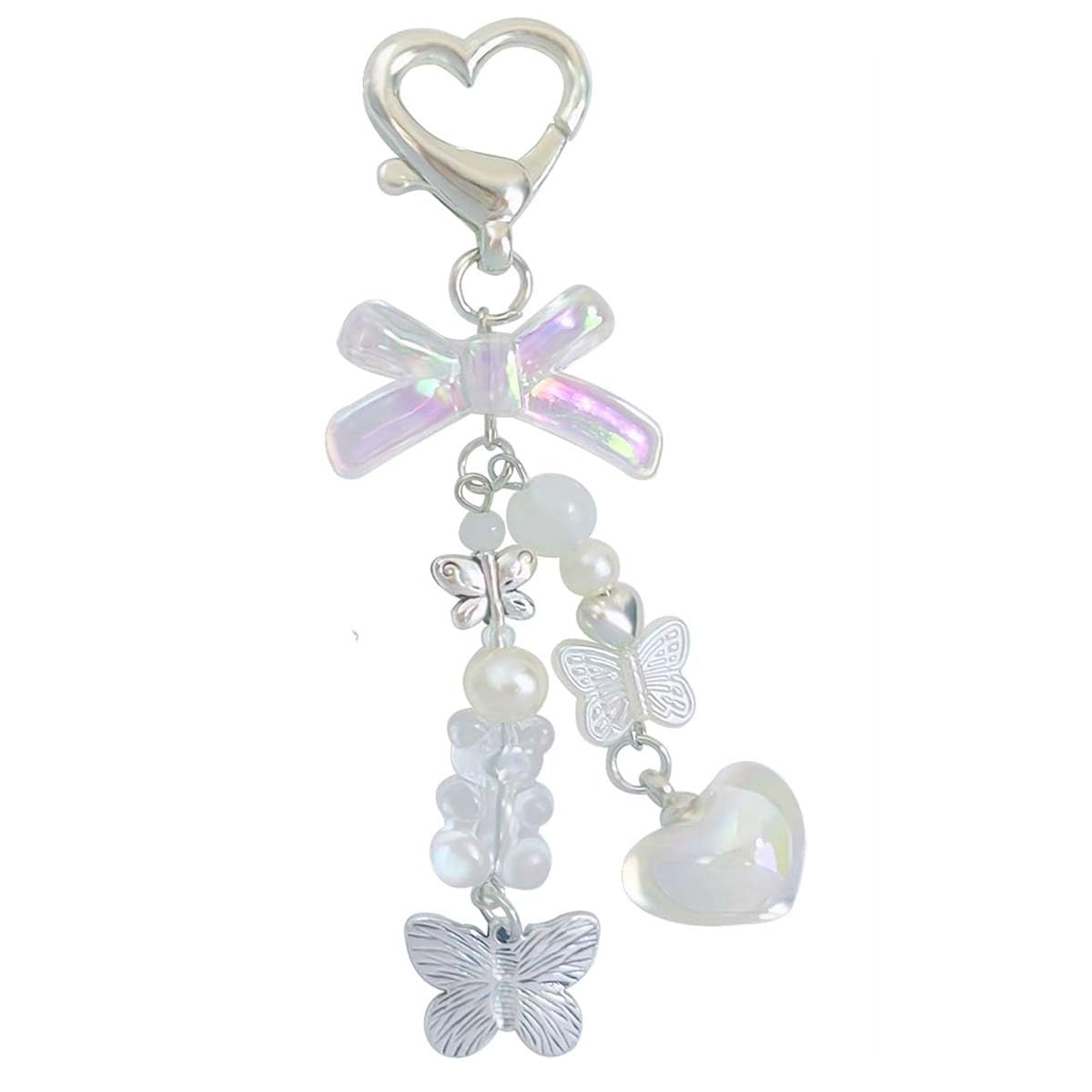 Cute Keychain Aesthetic Y2K Keychain Accessories Heart Butterfly Strawberry Bear Key Chain for Keys Bags Women Gifts