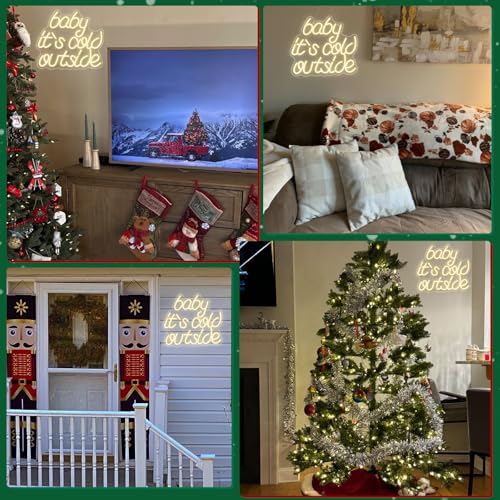 Image of Looklight Christmas Neon Sign Baby It's Cold Outside Neon Signs for Wall Decor Led Lights for Bar Party Room Shop Window Bedroom Door Celebrate Holiday Decorations Christmas Gifts