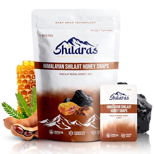 Image of Himalayan Shilajit Honey Snaps | Shilajeet Resin with Honey and Imli Flavour | 600mg Pure Himalayan Shilajit | Improve Energy Strength and Immunity Booster for Men and Women (Pack of 5)