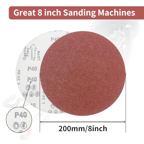 Image of Senmai Tools 30 Pack 8 inch Sanding Discs, 8 inch Sanding Screen DiscsHook-and-Loop andpaper 6 x 40 60 80 120 180 grit. for Round Polishers Sanding,polishing Metal and Wood
