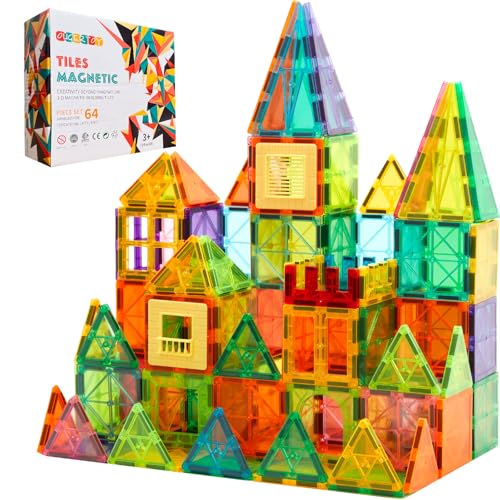 OugerToy 64-Piece Magnetic Building Tiles