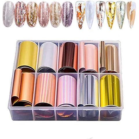 EBANKU 10 Rolls Holographic Nail Foil Stickers Cover