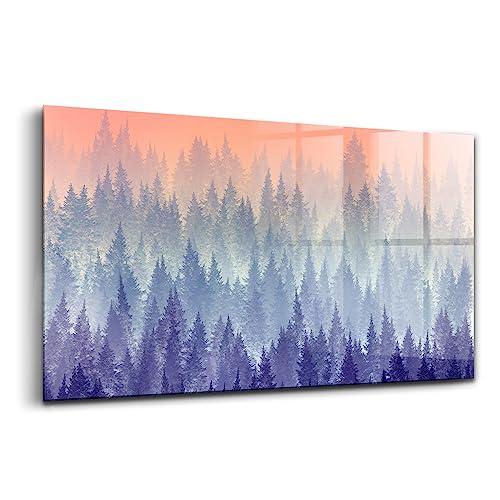 Tableau moderne verre coloré Wallfluent peinture sur verre décoration murale forêt 100x50cm