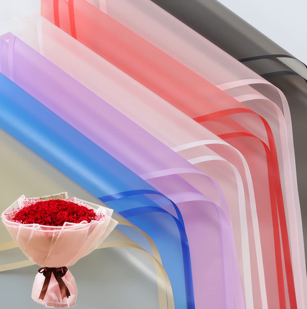 NatureMan21Sheets /7 Colors Edging TranslucentFlower Wrapping Paper,Florist Bouquet Supplies,DIY Crafts,Gift Packaging or Gift Box Packaging Paper, WaterproofFloral Wrapping Paper 22.8x22.8Inch