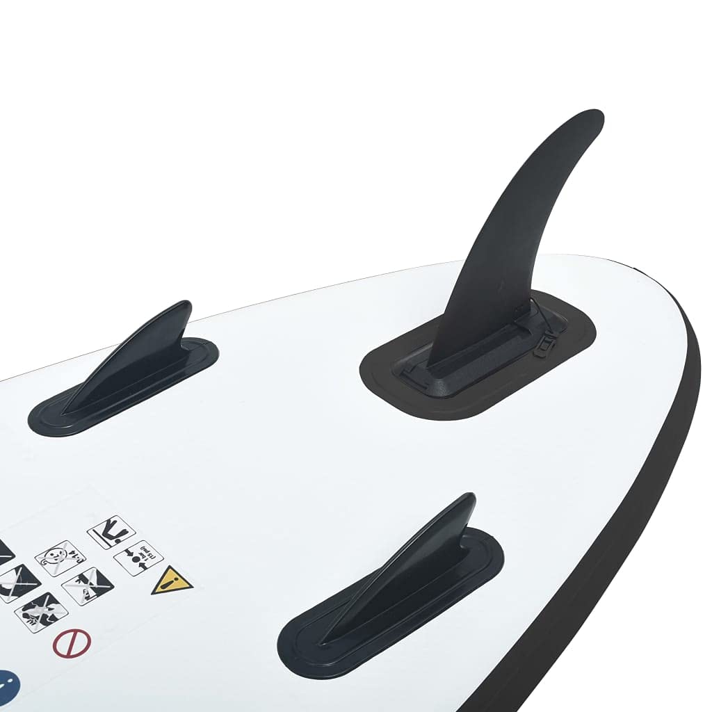 Aufblasbares Stand-Up-Paddleboard-Set für Outdoor-Freizeitaktivitäten, schwarz-weiß, Bootfahren und Wassersport