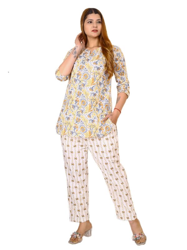 Image of Cotton Printed Night Suit for Women's Shirt and Pyjama Set Sleep wear Set for Womens and Girls
