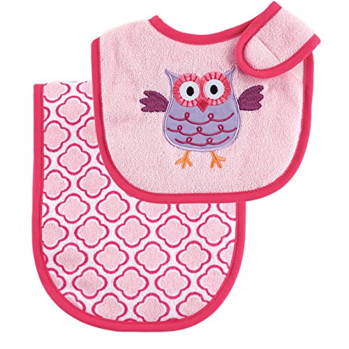 Luvable Friends Unisex Baby Bib and Burp Cloth Set, Pink, One Size