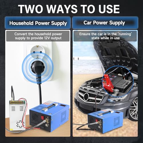 Image of Portable PCP Air Compressor 4500 PSI / 30 MPa: Built-In Transformer & Fan, Oil /Water-Free, One-Button Start, for Air Rifles, Dive Tanks, & Compressors, Supports 110VAC Home & 12VDC Vehicle Power.