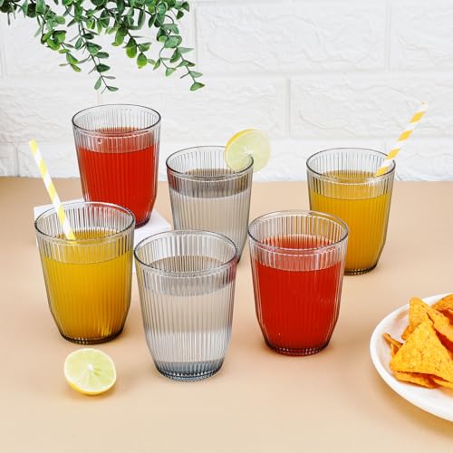 Image of Nayasa Crystal Plastic Glass Set of 6 | 325 ML | Unbreakable Drinking Glasses | Grey