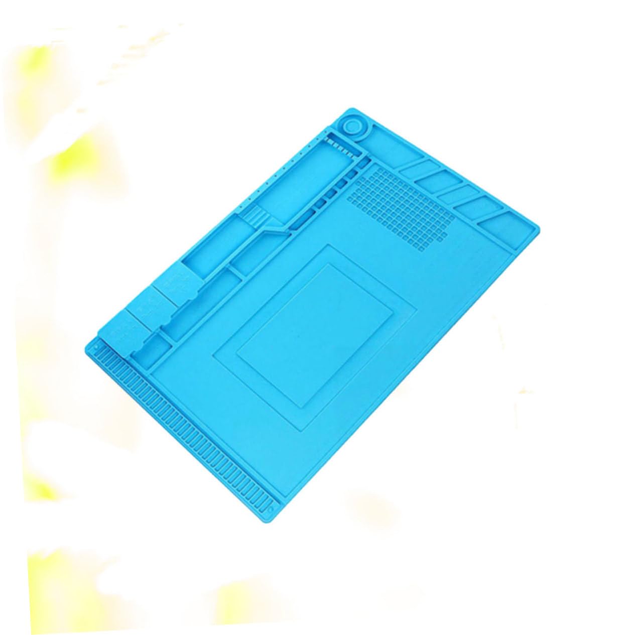 Blaue Hitzebeständige Silikon Arbeitsmatte mit Magnet, für Kleinteile | Tragbare Reparaturstation, Fächer für Schrauben und Metallteile, für Handy und CPU Arbeiten