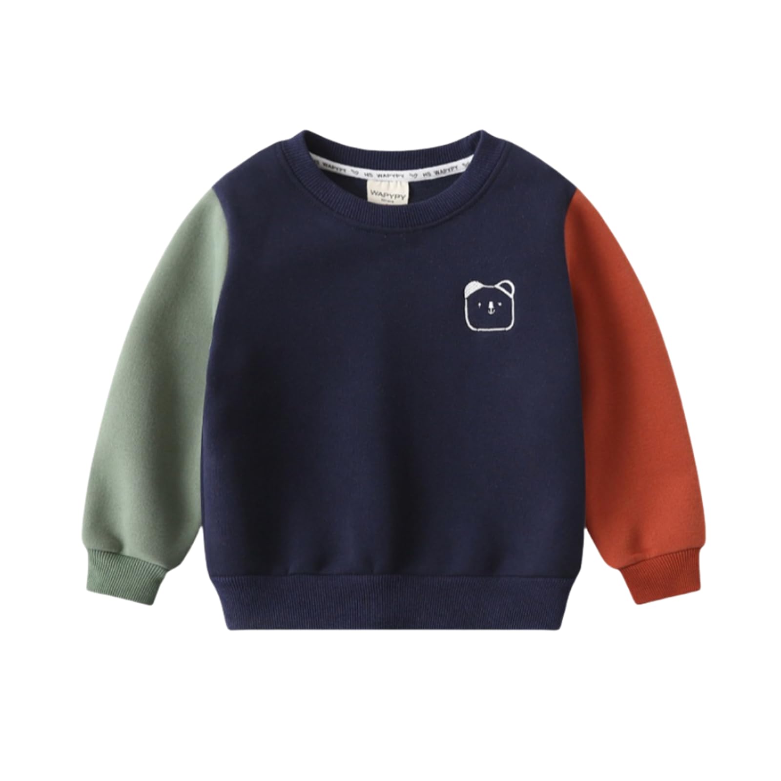 Toddle Boys Hoodies Sweatshirt Cool Pullover Fashion Warm Winter Contrast Color Grew Neck Top (Navy,90/18-24 M,Unisex,Big Kid,US,Age,18 Months,24 Months)
