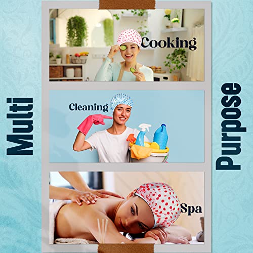 Nimxy Pack of 4 Shower Cap, Reusable Shower Caps For Women & Men - Waterproof with Elastic Band & Soft Lining (Dotted) - Image 7