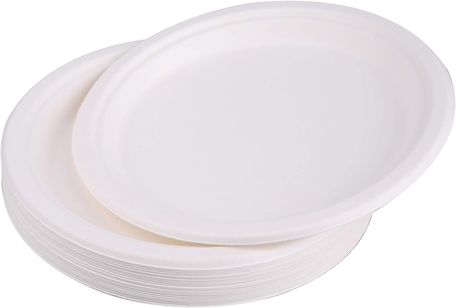 Lawei - Piatti di carta super rigidi, compostabili e biodegradabili, extra resistenti, colore: bianco, 225 x 20 mm, 200 pezzi, in bagassa