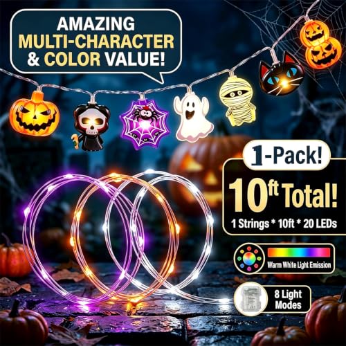 Halloween String Lights, 10FT 20LED Orange Fairy Lights - image 2