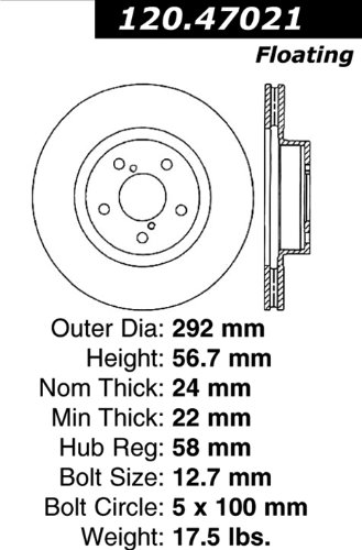 Centric Parts 120.47021 Premium Brake Rotor With E-Coating #TOP3