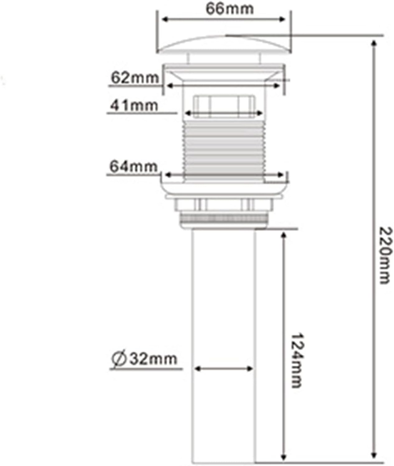 プッシュボタンシンクドレイン ブラック ポップアップシンク排水溝 オーバーフローなし排水アセンブリ バスルームシンク用ユニバーサル真