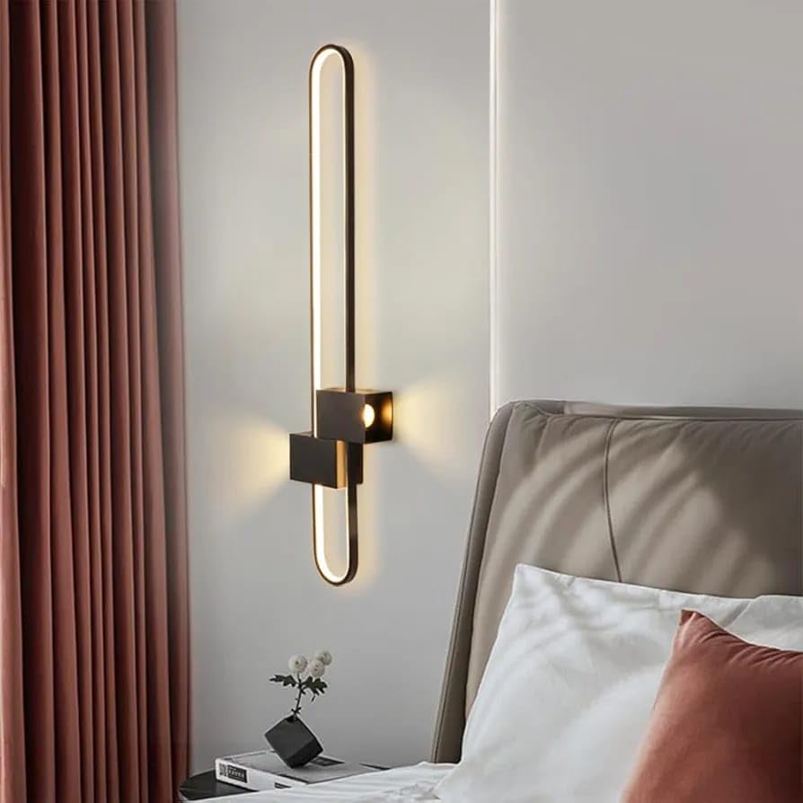 Image of Glowave Modern Black Oblong LED Long Tube Wall Light for Bedroom Bedside Living Romm Hallway - Tricolour | Warm White, White, Natural White | (600mm)