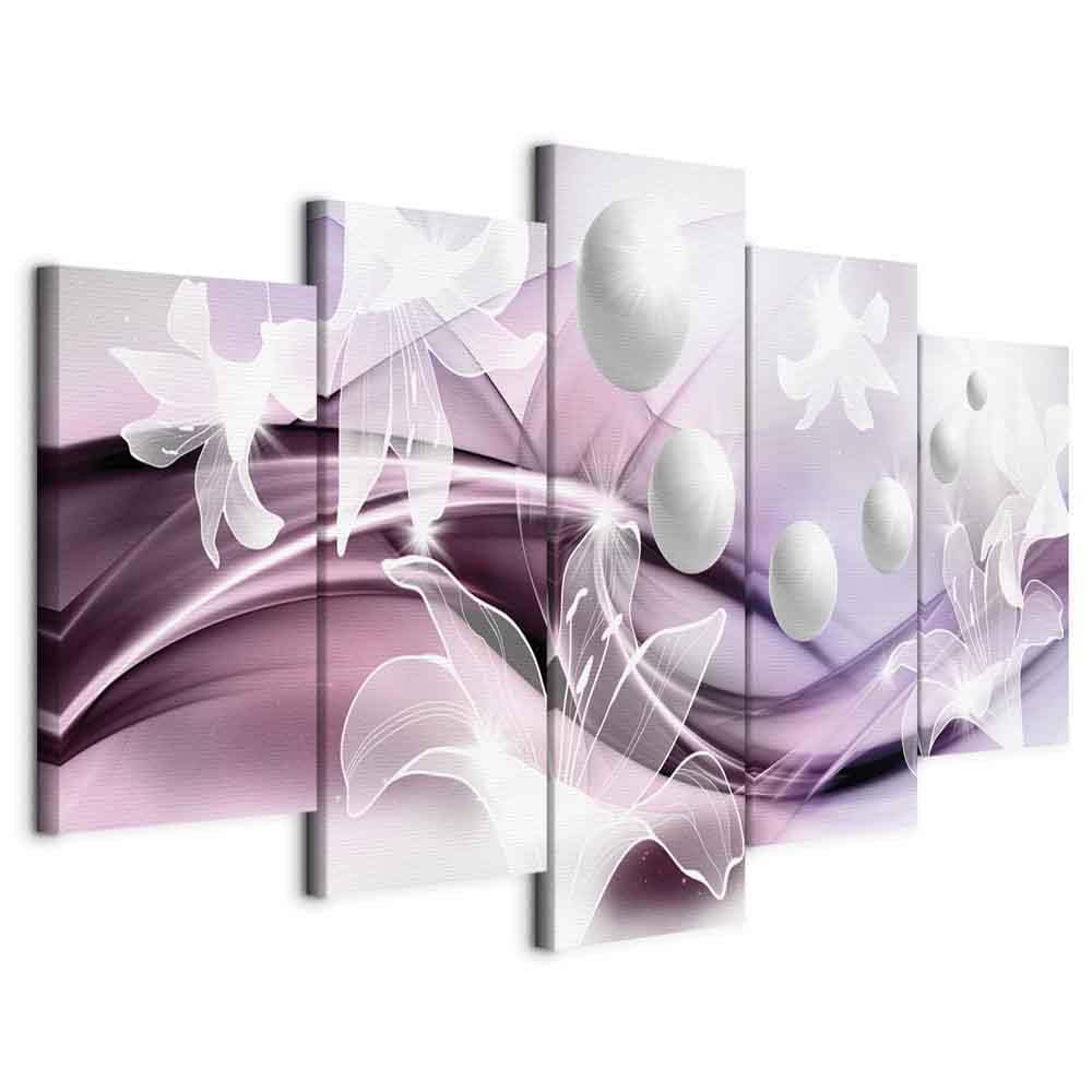 Cuadros B&D XXL - Cuadro en Lienzo Abstracto 150x75 cm 5 piezas - Impresión en material tejido no tejido cuadros decoracion salon modernos lienzos - Flores ornamento Arte Flor b-A-0226-b-p