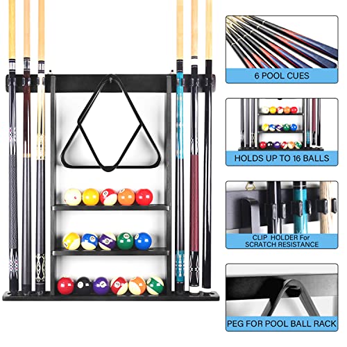 6 Pool Billiard Stick Holder Wall Billiard Cue Rack, Pool Cue Rack, Pool Cue Solid Wood Pool Cue Stick Holder (Cue Rack Only) #TOP2
