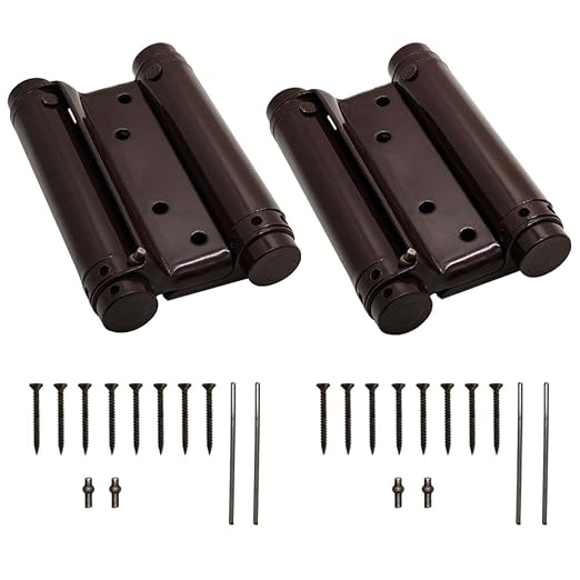 Volo Double Action Hinge Saloon Door Hinges Swinging Door Hinge Heavy Duty Self Closing Brown in mild Steel with Screws (4 Inch) (Pack of 2 Pcs.)