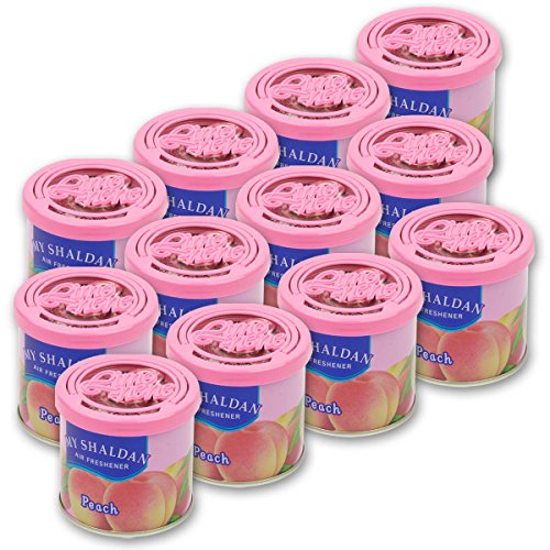 Image of Auto Dynasty My Shaldan Japanese Car Cup-Holder Natural Air Freshener Cans, Peach Scented, Pack of 12