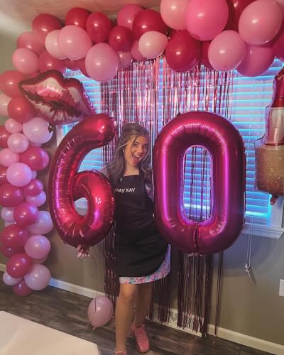 Image of Hot Pink Number 6 Balloon 40 Inch, 6th Birthday Party Decorations, Giant 6 Foil Balloon for Party Supplies