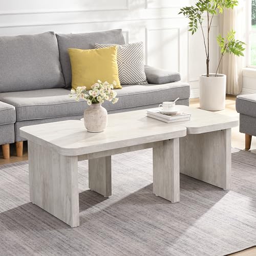 FIVEGIVEN Farmhouse Modular L Shaped Coffee Table -...