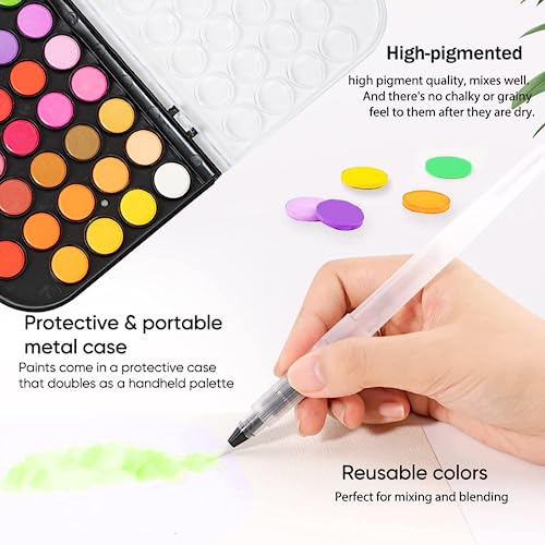 Gethpen Watercolor Paint,48 Colors Washable Watercolor Paint Set With Brush thumb #4