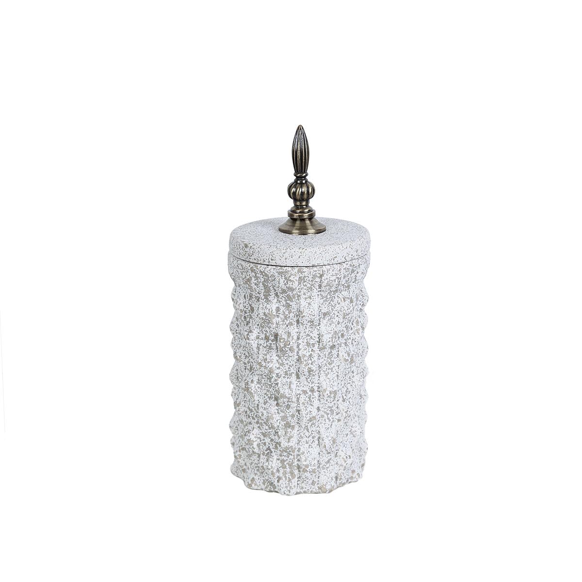 RomimexBeige Metal Ceramic Jar, 12 x 32 x 12 cm