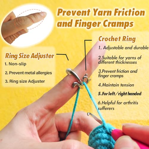 SGIBYN 6 Pack Adjustable Crochet Yarn Tension Ring for Crocheting, Crochet Ring for Finger, 6 Cute Cats Crochet Knitting Rings for Tension