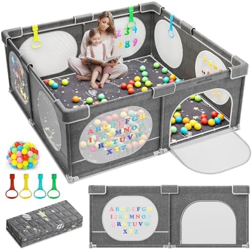 Sweeby Foldable Baby Playpen - 71x59 Inch Large Play Yard With Gate, Breathable Mesh, Portable For Indoor & Outdoor - View #2