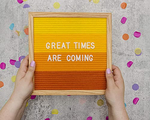 Felt Like Sharing Square Letter Board (Sunburst Felt - 10”x10”) – Changeable Message Board w/3 Sets of Felt Board Letters for Home, Office, & Aesthetic Room Decor – Wall Letterboard Signs In Oak Frame