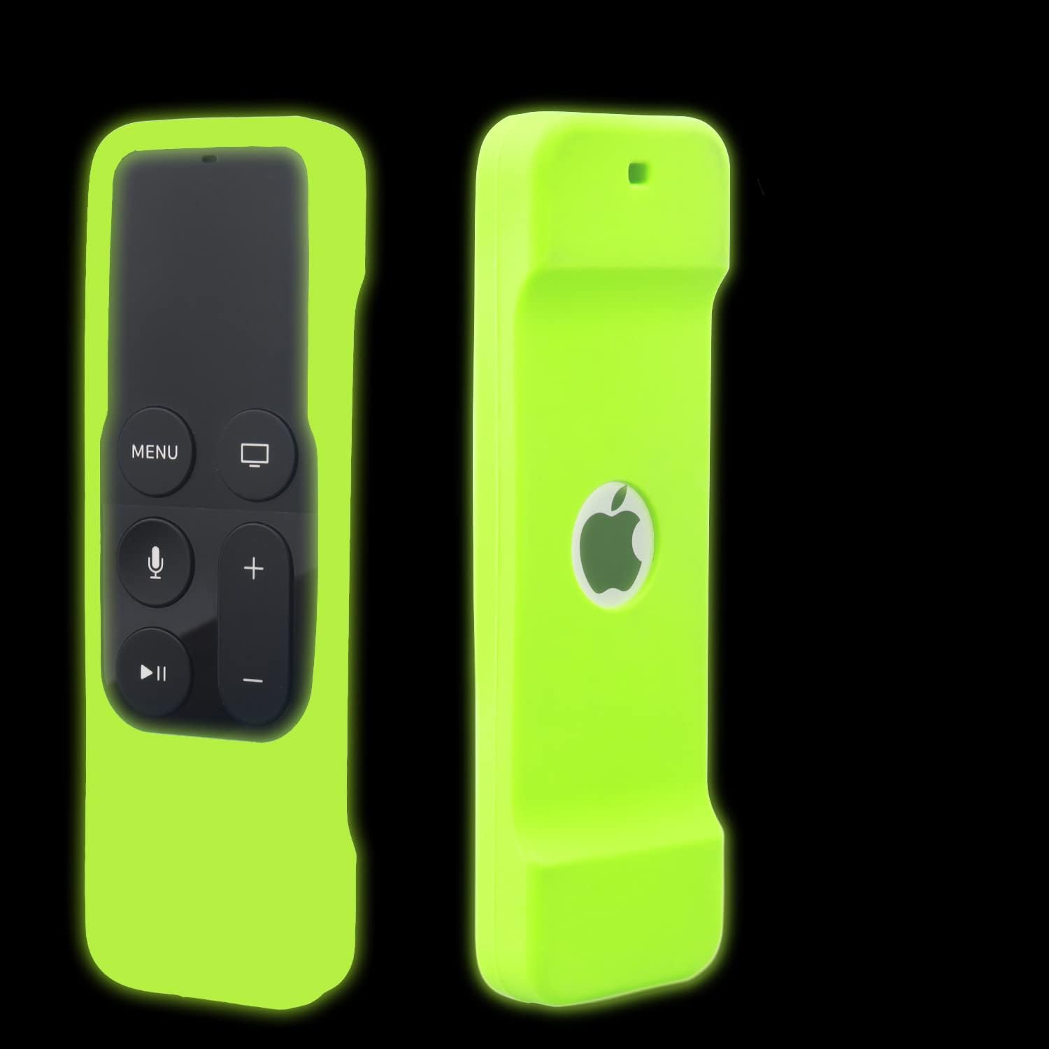 [Nightglow Green] Case for Apple TV 4K / 4th Gen Remote, Akwox Light Weight [Anti Slip] Shock Proof Silicone Cover [Lanyard Included] -not for New Apple 4k TV Series 6th Gen 2021