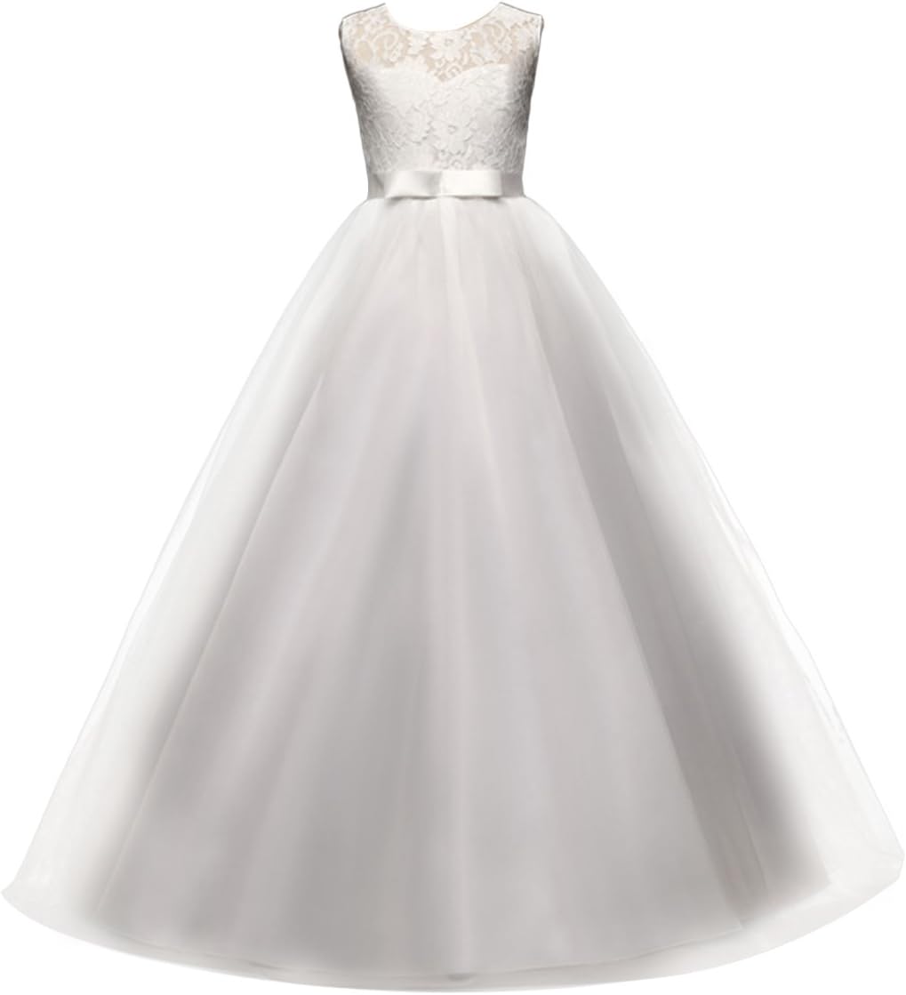YaphyeeFlower Girl Kid Princess Long Pageant Formal Wedding Bridesmaid Party Maxi Dress