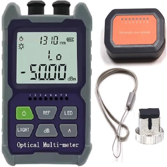 Techtest 4 in 1 Optical Power Meter with Laser Light -50~+26dbm Fiber Optic Tester Electrical Network Cable Meter LED Light Optical Power Meter Vfl Visual Fault Locator
