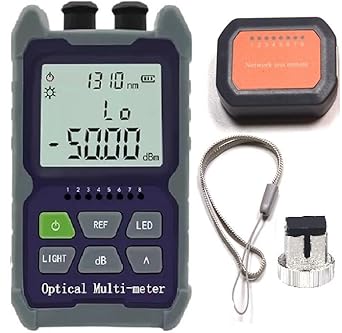Techtest 4 in 1 Optical Power Meter with Laser Light -50~+26dbm Fiber Optic Tester Electric Meter Network Cable Tester Led Light Optical Power Meter Vfl Visual Fault Locator 2mw