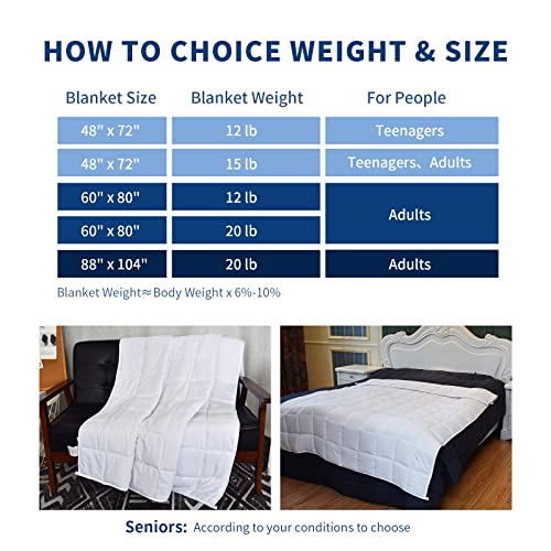 Weighted Blanket 12lbs Queen Size White 60"x80" Weighted Blankets for Adults Heavy Blanket are Comfortable and Cozy - Image 6