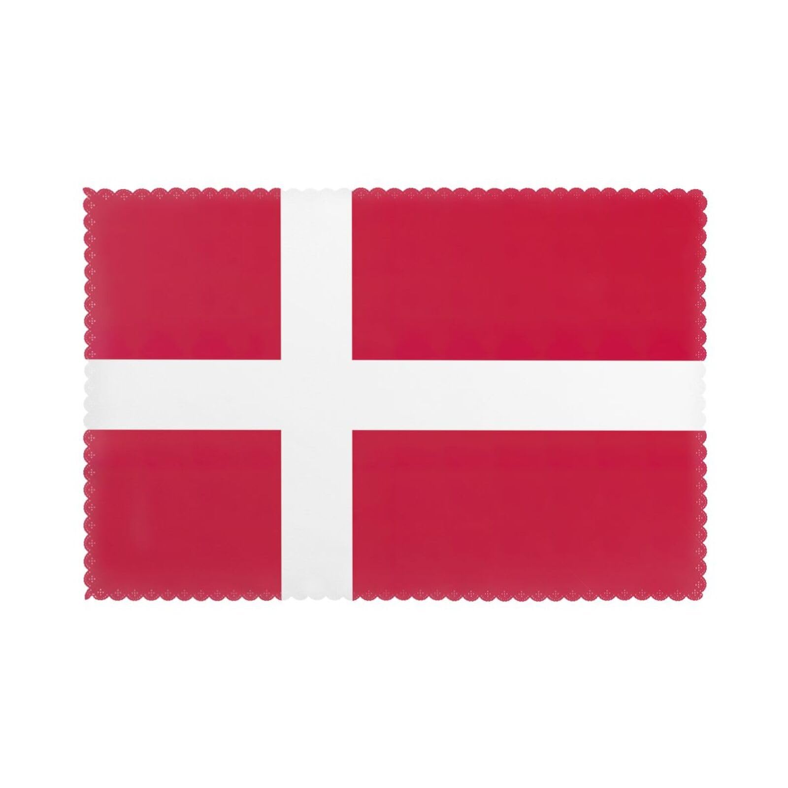 Danish flag Print Placemats for Dining Table Set of 6 12x18 Inch Table Mats for Party Kitchen Dining.