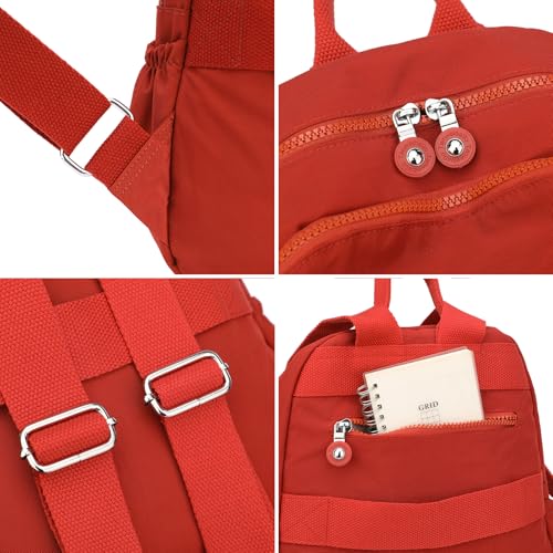 Image of Tanweibago Mini Nylon Women Backpacks,11L Small Ladies backpacks Casual Lightweight Women Shopping Travel Daypack (Red)
